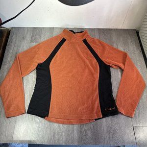 Vintage LL Bean WOMEN Waffle Knit Thermal Shirt Long Sleeve Mock Neck Medium USA